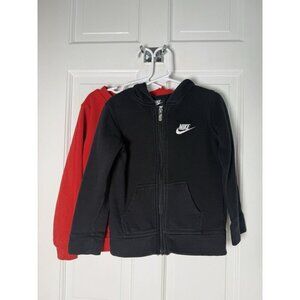 Nike Boys Lot Of 2 Sweatshirts Black Full Zip & Red Crewneck Pullover Side 4 XS